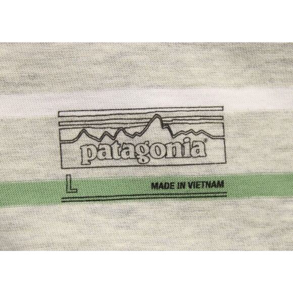 Patagonia Men's Stripped Organic Cotton Polo Shirt Short Sleeve Sz L - Picture 6 of 8